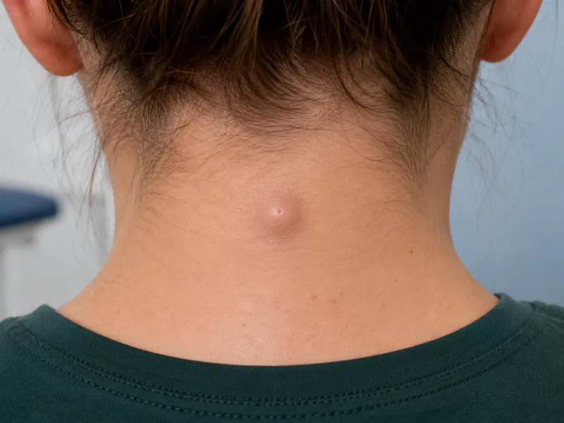 Epidermoid cyst on a patient's neck